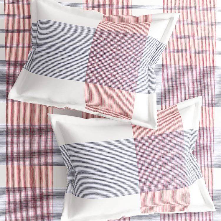 PORTICO Cadence Pink Checked Cotton Super King Bedsheet Set - 274x274cm - 3Pcs