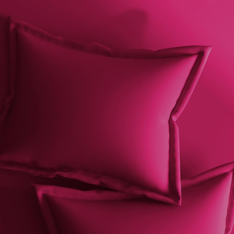 PORTICO Satin Premium Pink Cotton Single Bedsheet Set - 150x224cm - 2Pcs