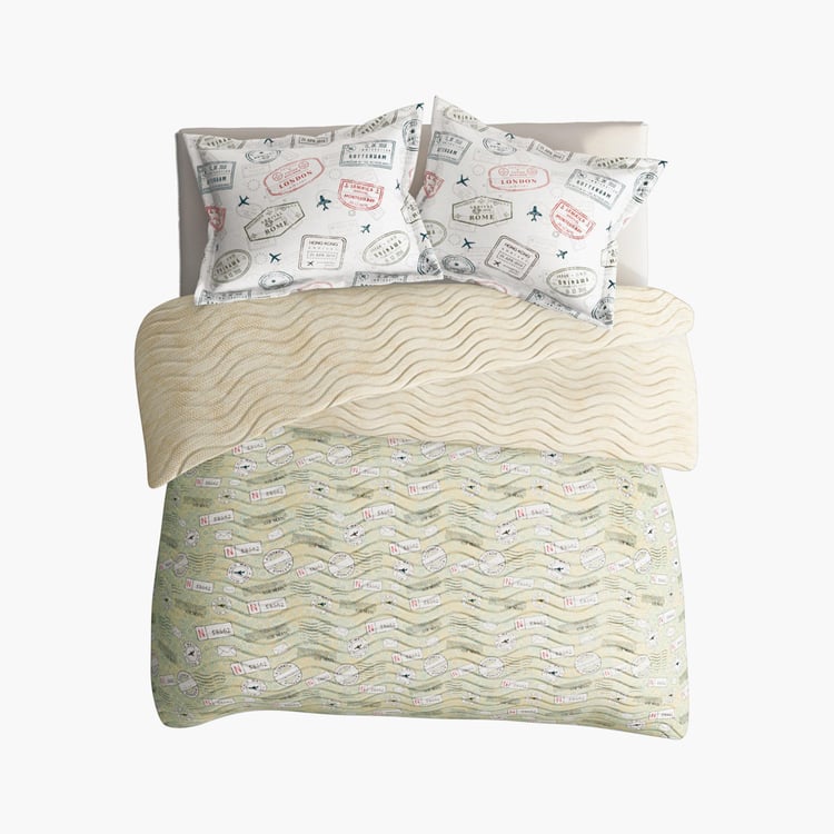 PORTICO Neeta Lulla Pret Green Printed Cotton Double Bed Cover - 224x274cm