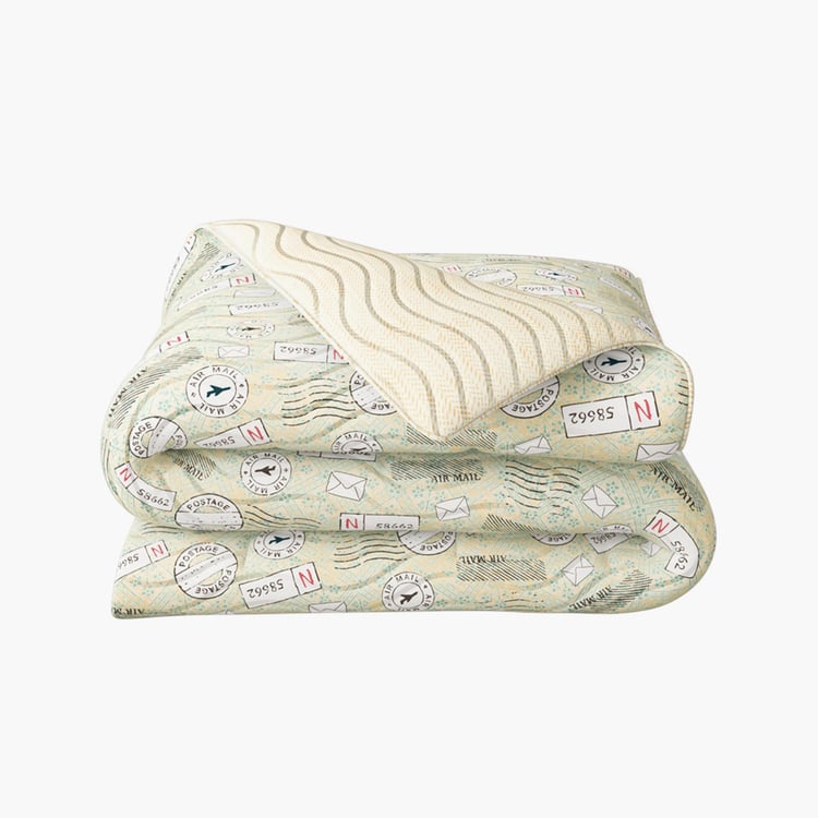 PORTICO Neeta Lulla Pret Green Printed Cotton Double Bed Cover - 224x274cm