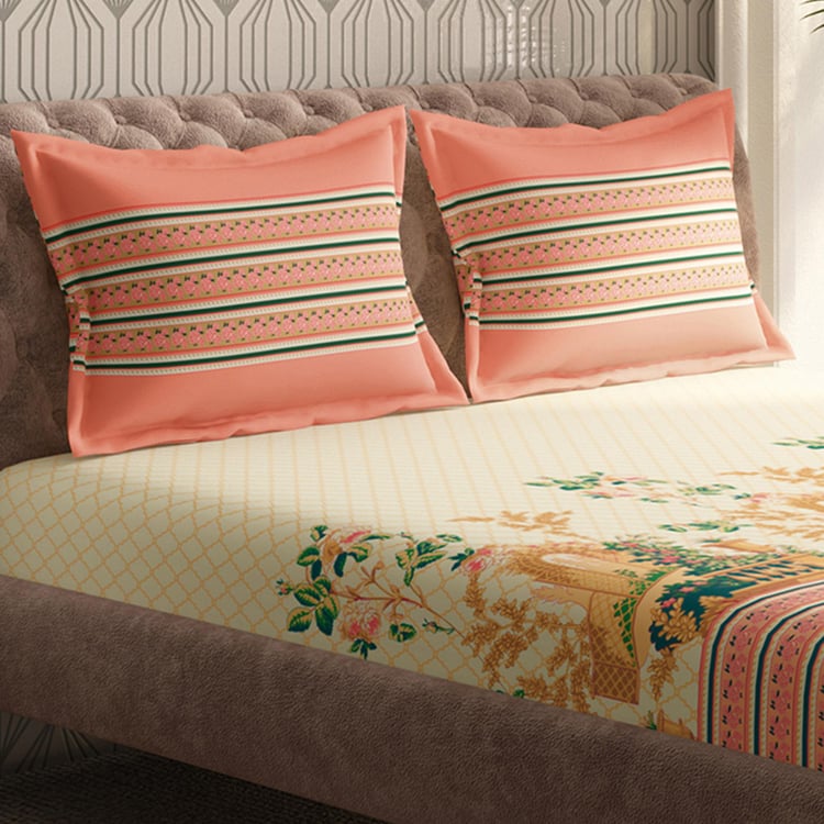 PORTICO Neeta Lulla Vrindavan Symphony Multicolour Printed Cotton Super King Bedsheet Set - 274x274cm - 3Pcs