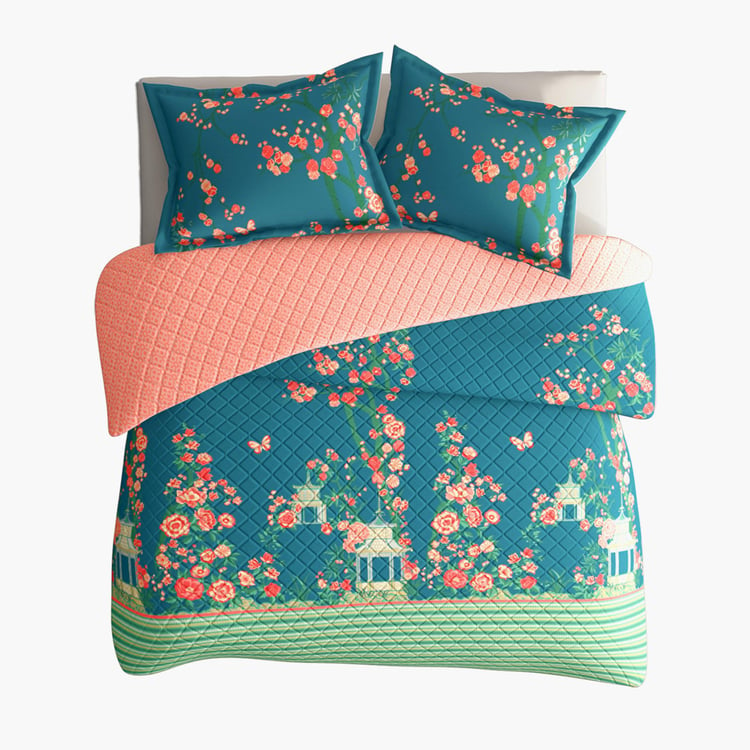 PORTICO Neeta Lulla Vrindavan Symphony Multicolour Printed Cotton King Bedcover - 224x274cm