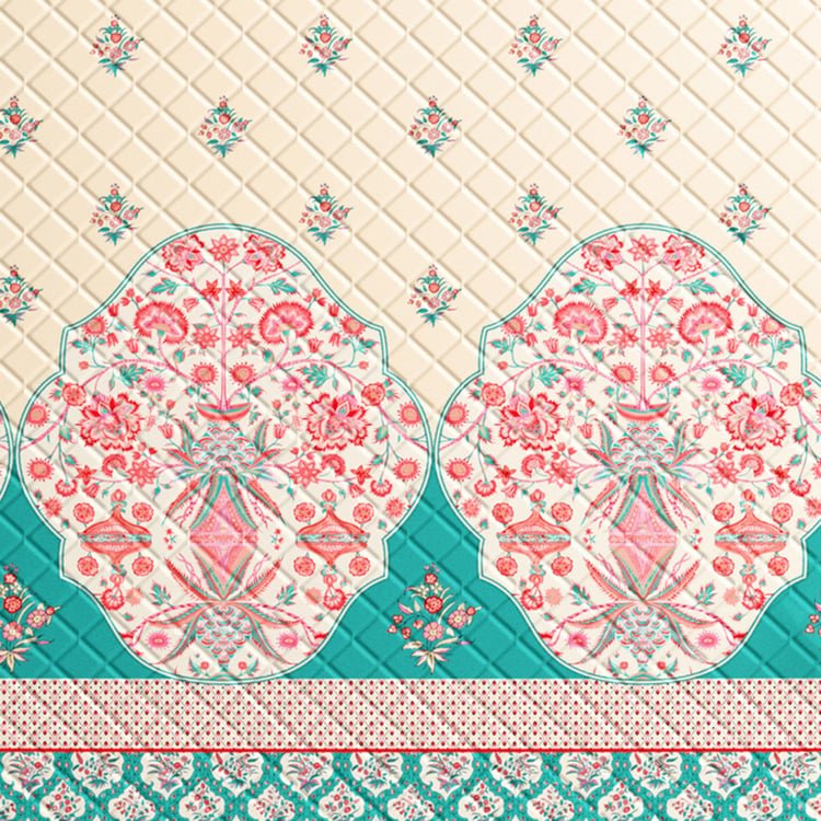 PORTICO Neeta Lulla Vrindavan Symphony Multicolour Printed Cotton King Bed Cover - 224x274 cm