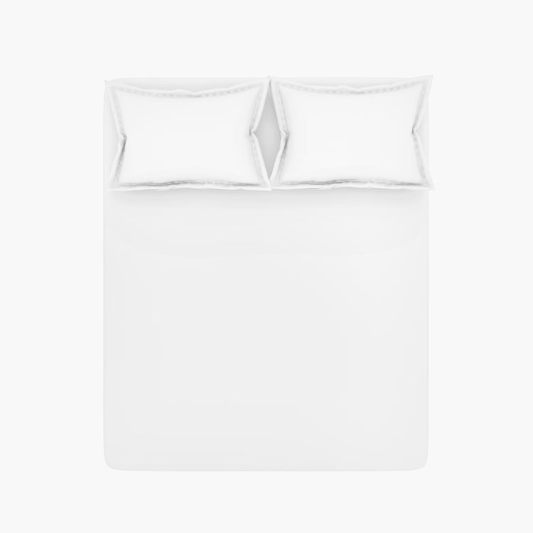 PORTICO Shades White Solid Cotton Queen Bedsheet Set - 224x254cm - 3Pcs