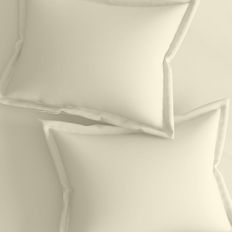 PORTICO Shades White Solid Cotton Super King Bedsheet Set - 274x274cm - 3Pcs