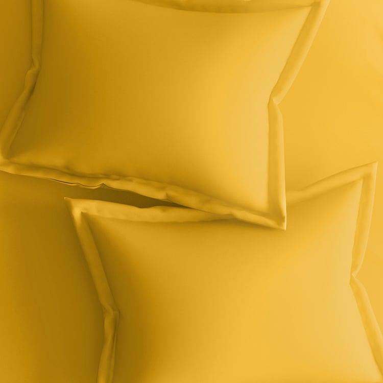 PORTICO Shades Yellow Cotton Super King Bedsheet Set - 274x274cm - 3Pcs