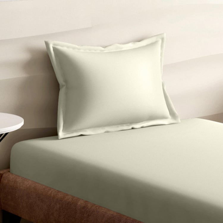 PORTICO Shades White Solid Cotton Single Bedsheet Set - 150x224cm - 2Pcs