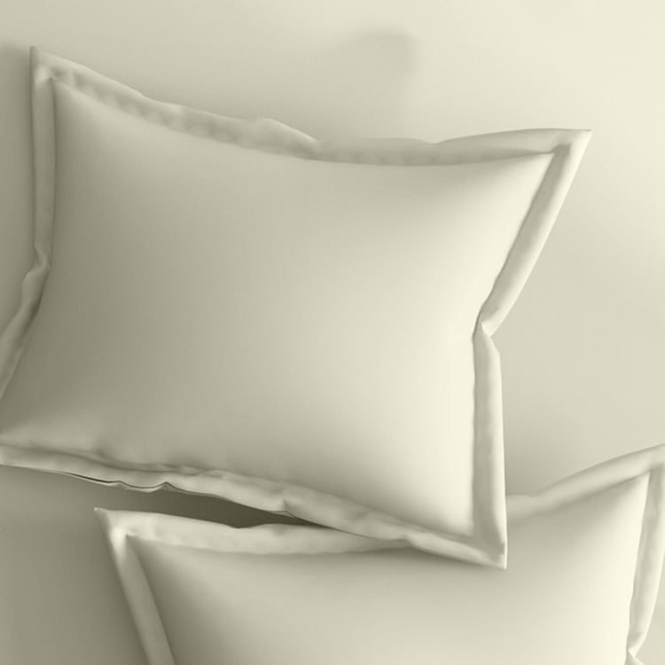 PORTICO Shades White Solid Cotton Single Bedsheet Set - 150x224cm - 2Pcs