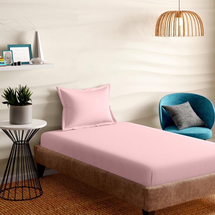 PORTICO Shades Pink Cotton Single Bedsheet Set - 150x224cm - 2Pcs