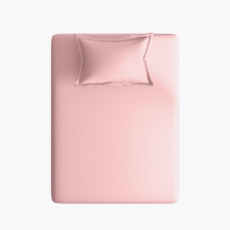 PORTICO Shades Pink Cotton Single Bedsheet Set - 150x224cm - 2Pcs