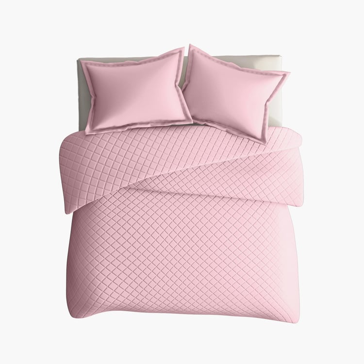 PORTICO Shades Pink Textured Cotton Double Bed Cover - 220x240cm