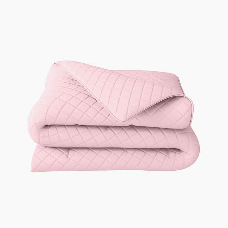 PORTICO Shades Pink Textured Cotton Double Bed Cover - 220x240cm