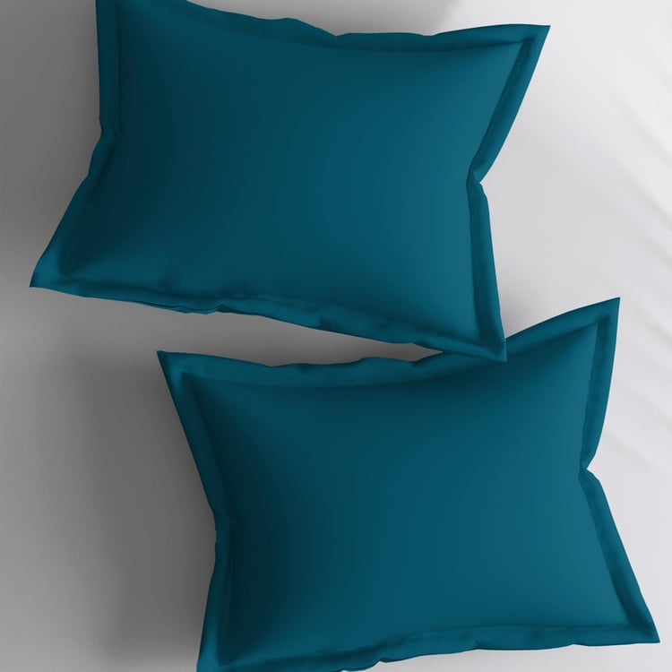 Shades Blue Solid Cotton Regular Pillow Covers - 46x69cm - 2Pcs