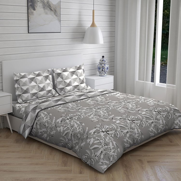 LAYERS Illuminating Homes Grey Cotton King Size Bed-In-A-Bag Set - 4Pcs