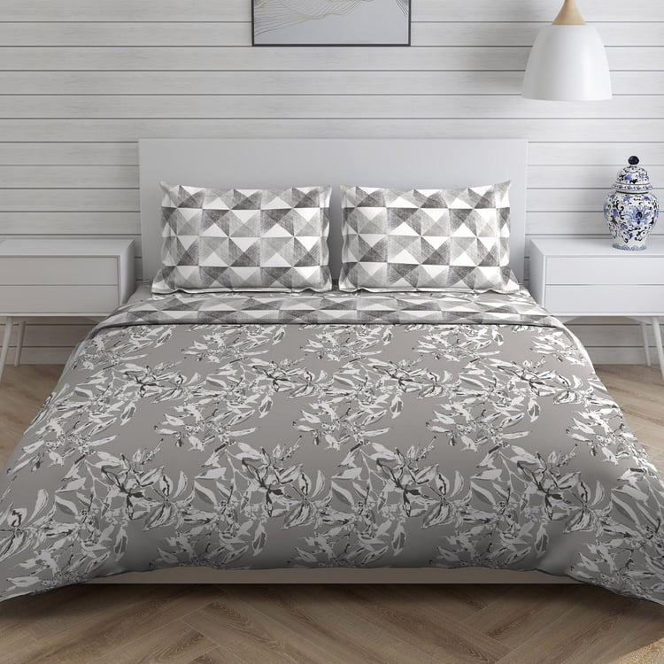 LAYERS Illuminating Homes Grey Cotton King Size Bed-In-A-Bag Set - 4Pcs