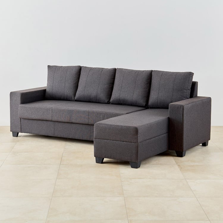 Helios Lewis Mendoza Fabric 3-Seater Right Corner Sofa with Chaise - Grey