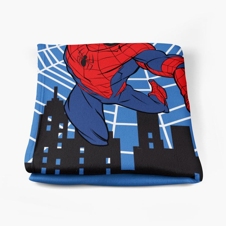 DISNEY Blue Spiderman Printed Flannel Single Bed Kids Blanket - 150x220cm