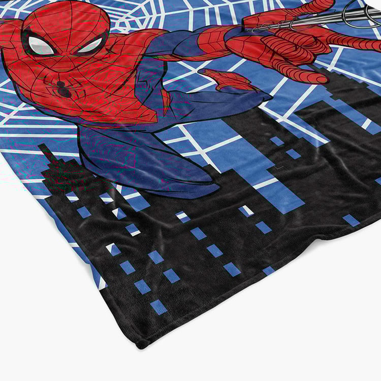 DISNEY Blue Spiderman Printed Flannel Single Bed Kids Blanket - 150x220cm