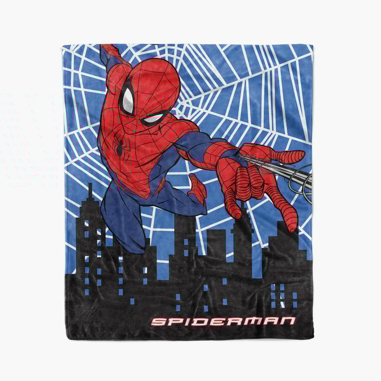 DISNEY Blue Spiderman Printed Flannel Single Bed Kids Blanket - 150x220cm