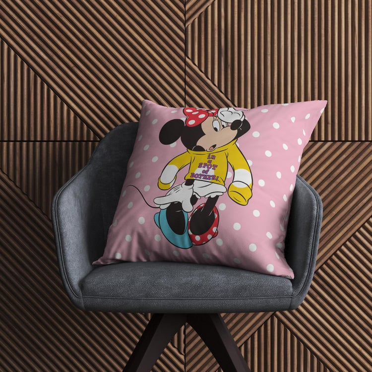 DISNEY Inspiration Pink Mickey Mouse Printed Cotton Cushion Cover with Filler - 40 x 40 cm