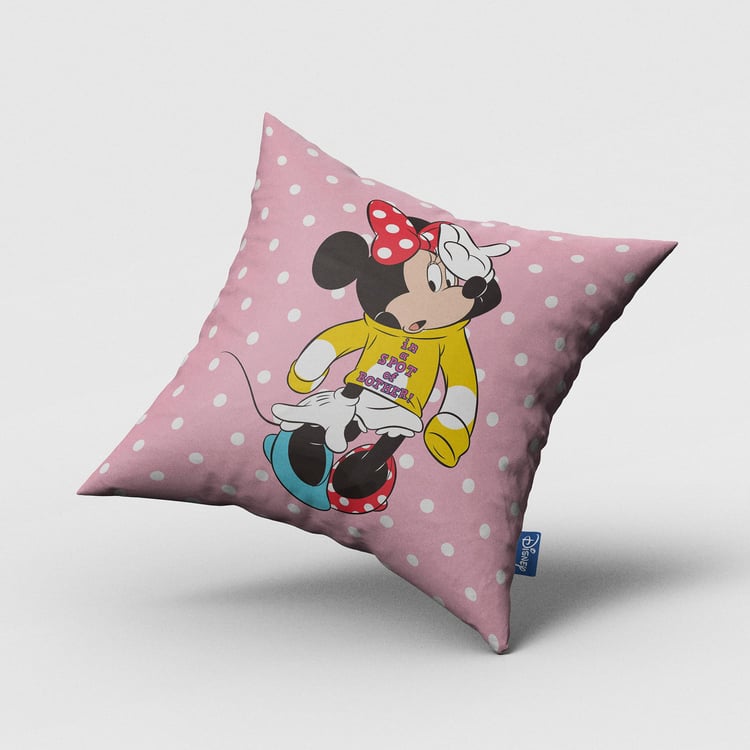 DISNEY Inspiration Pink Mickey Mouse Printed Cotton Cushion Cover with Filler - 40 x 40 cm