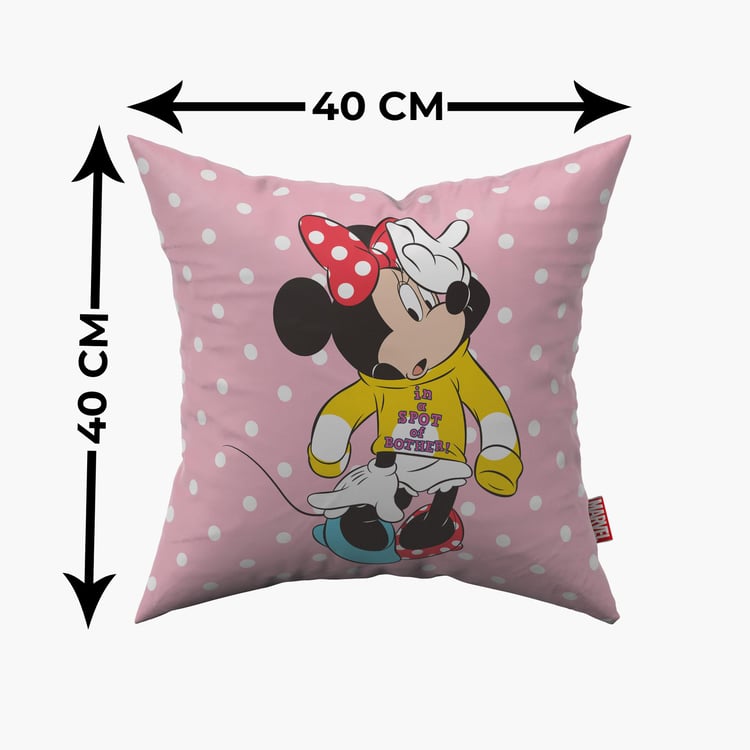 DISNEY Inspiration Pink Mickey Mouse Printed Cotton Cushion Cover with Filler - 40 x 40 cm