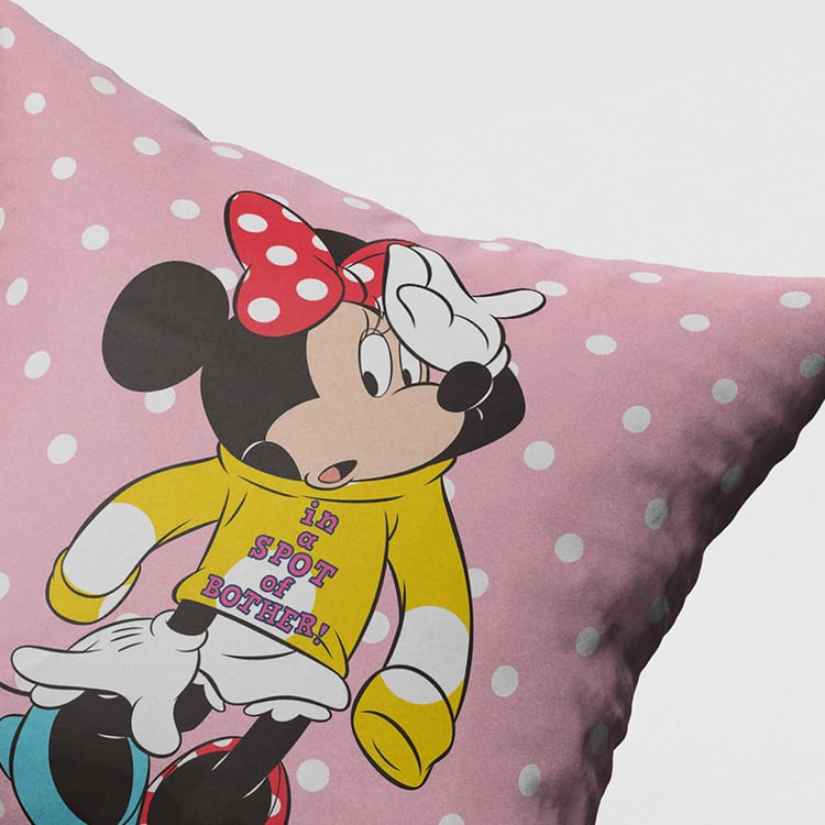 DISNEY Inspiration Pink Mickey Mouse Printed Cotton Cushion Cover with Filler - 40 x 40 cm