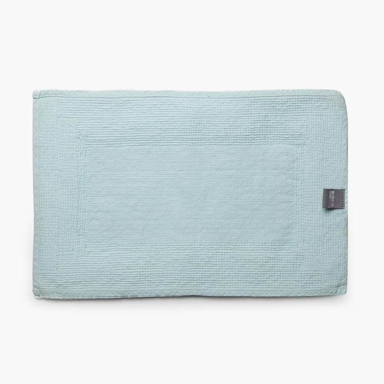 Spaces Small Size Hygro Green Textured Cotton Bath Mat - 40X60Cm