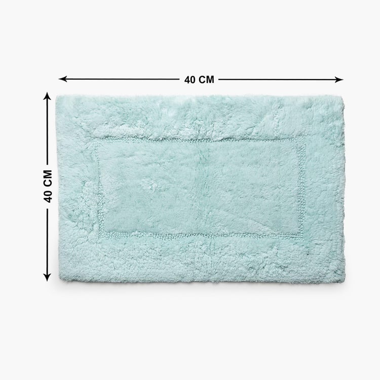 Spaces Small Size Hygro Green Textured Cotton Bath Mat - 40X60Cm