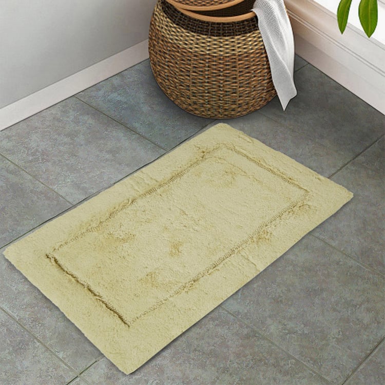 Spaces Large Size Hygro Yellow Textured Cotton Anti-Skid Bath Mat - 50X80Cm