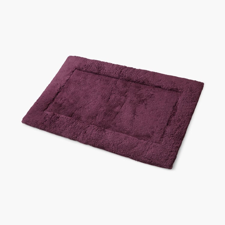 Spaces Large Size Hygro Purple Textured Cotton Anti-Skid Bath Mat - 50X80Cm