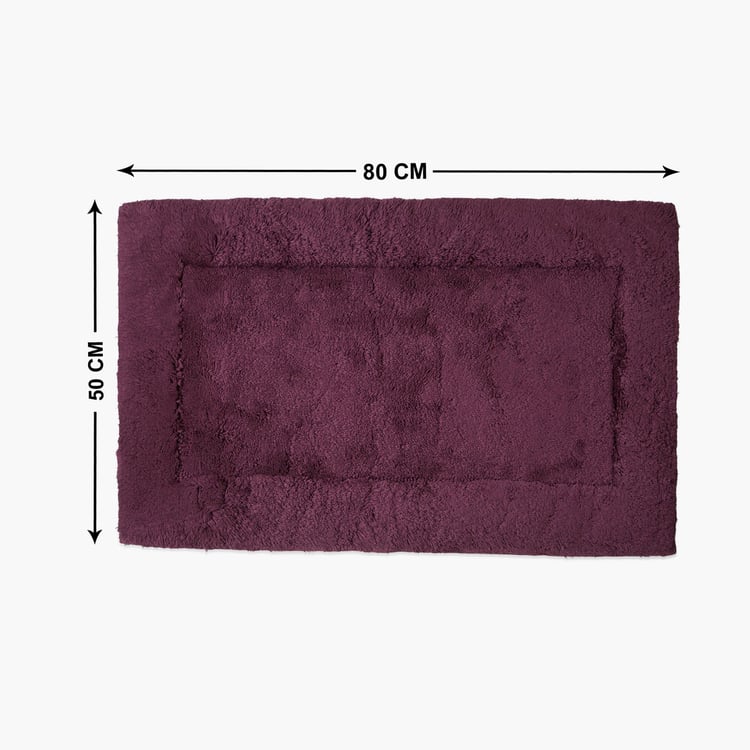 Spaces Large Size Hygro Purple Textured Cotton Anti-Skid Bath Mat - 50X80Cm