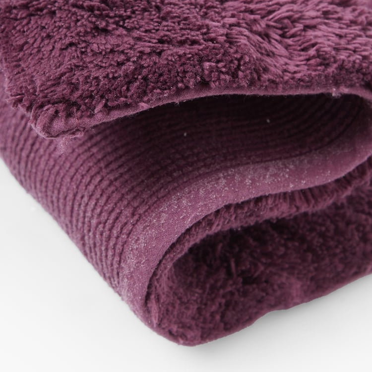 Spaces Large Size Hygro Purple Textured Cotton Anti-Skid Bath Mat - 50X80Cm