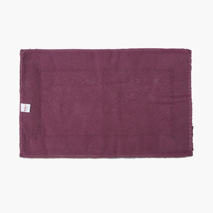 Spaces Large Size Hygro Purple Textured Cotton Anti-Skid Bath Mat - 50X80Cm