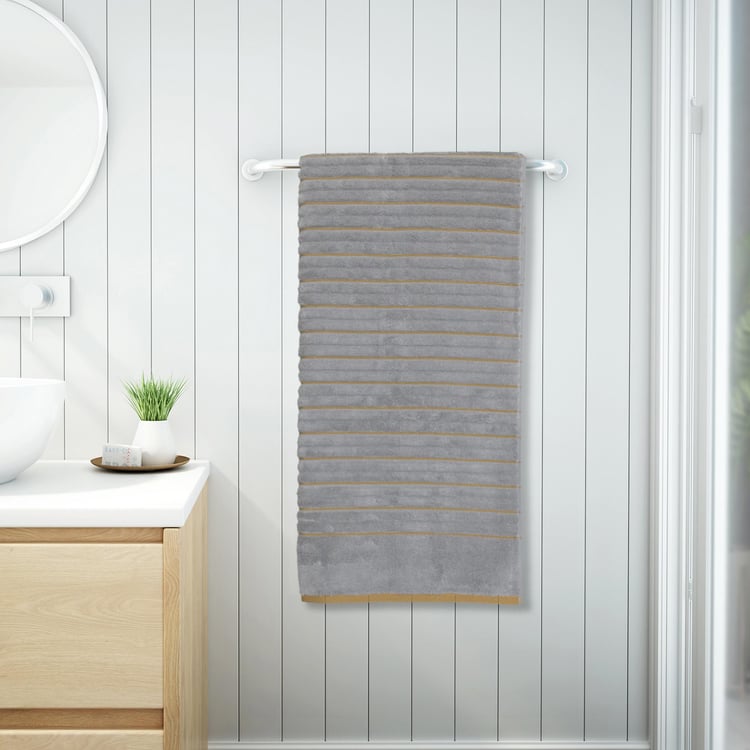 SPACES Exotica Silver Ribbed Cotton Bath Towel - 75x150cm