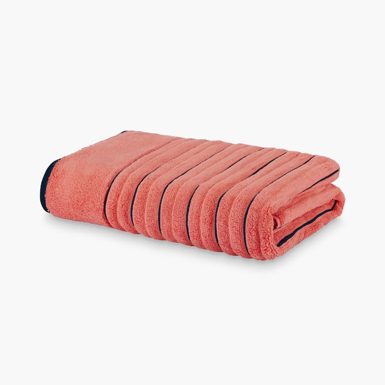 SPACES Exotica Pink Striped Ribbed Cotton Bath Towel - 75x150cm