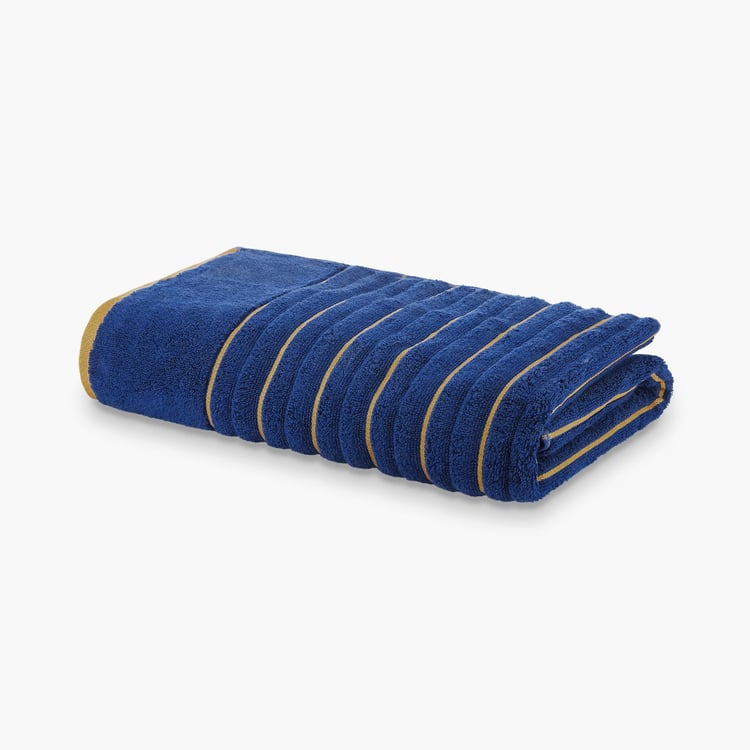 SPACES Exotica Blue Striped Ribbed Cotton Bath Towel - 75x150cm