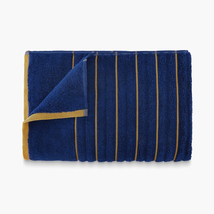 SPACES Exotica Blue Striped Ribbed Cotton Bath Towel - 75x150cm