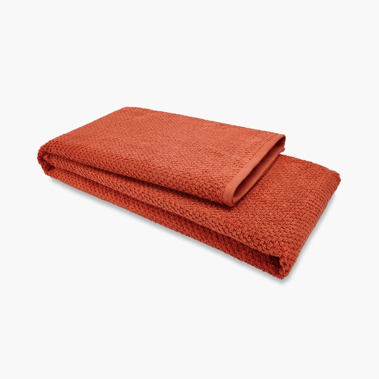 SPACES Swift Dry Orange Textured Cotton Bath Towel - 75x150cm