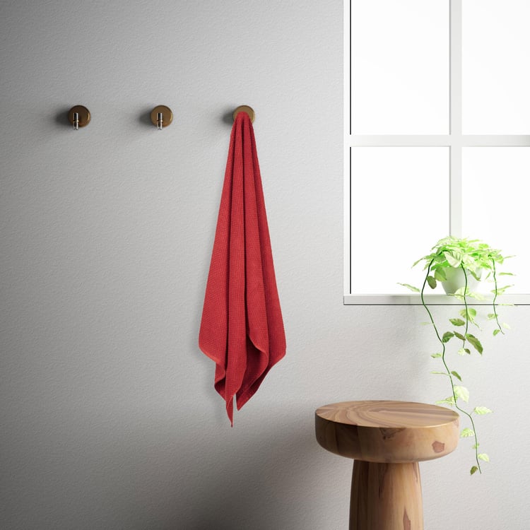 SPACES Swift Dry Red Textured Cotton Bath Towel - 75x150cm