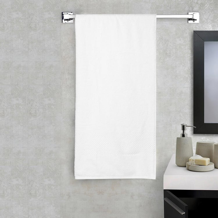 SPACES Swift Dry White Textured Cotton Bath Towel - 75x150cm