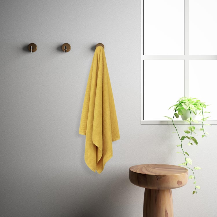 SPACES Swift Dry Yellow Textured Cotton Bath Towel - 75x150cm