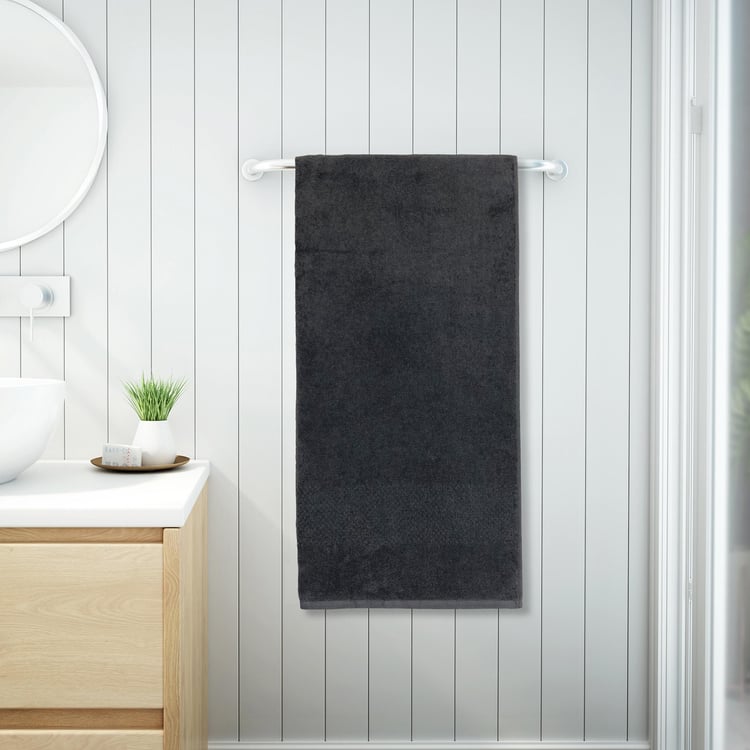 SPACES Swift Dry Grey Textured Cotton Bath Towel - 75x150cm