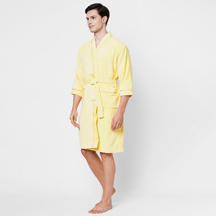 Spaces Extra Large Size Exotica Yellow Solid Large Cotton Bathrobe