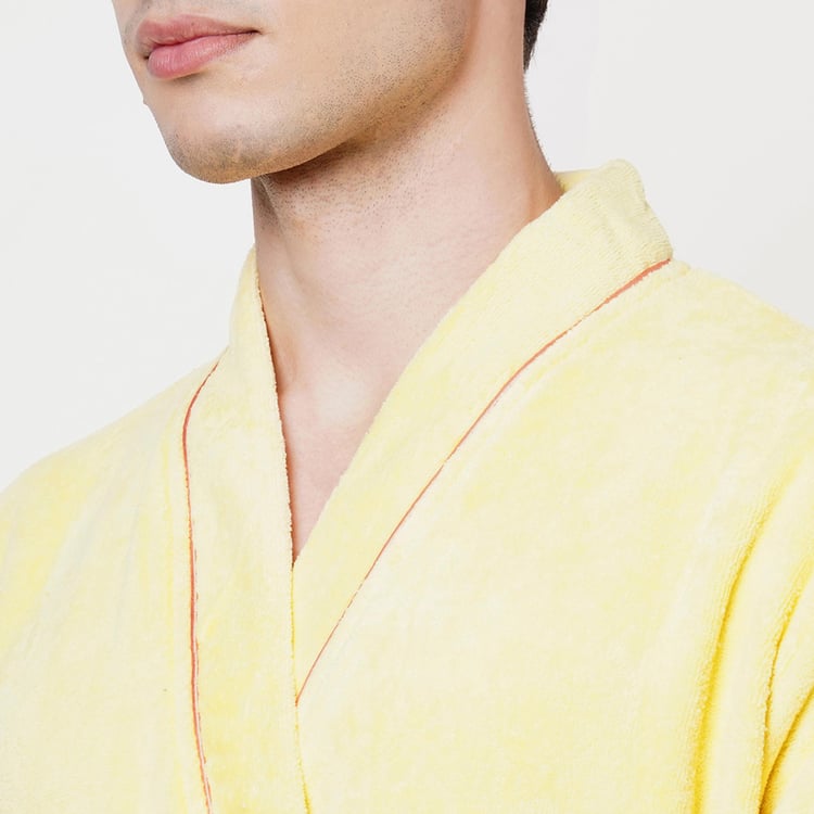 Spaces Extra Large Size Exotica Yellow Solid Large Cotton Bathrobe