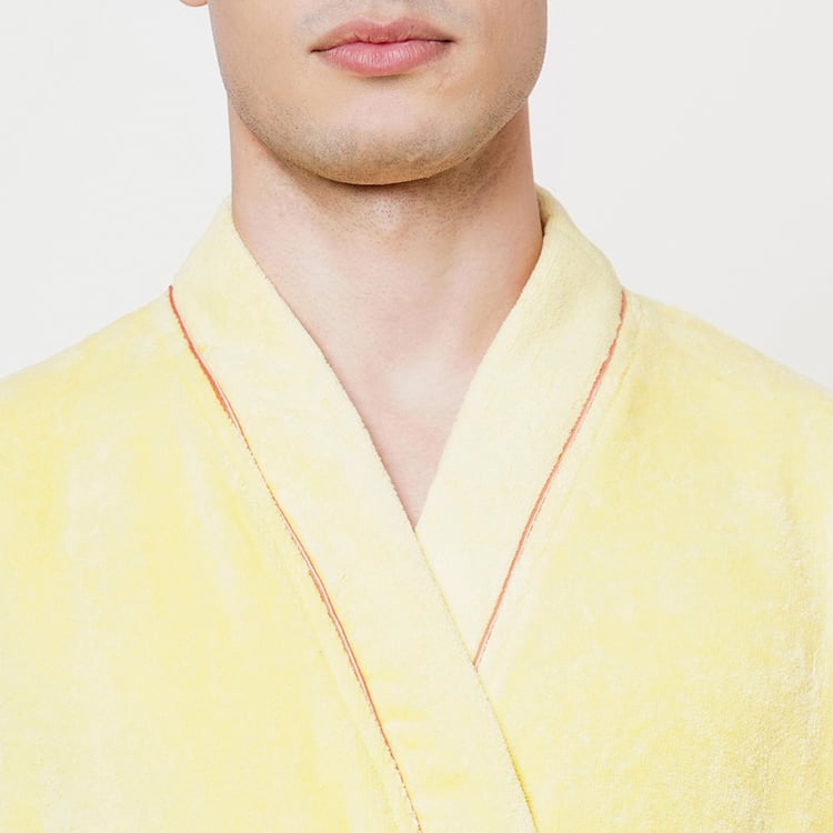 Spaces Extra Large Size Exotica Yellow Solid Large Cotton Bathrobe