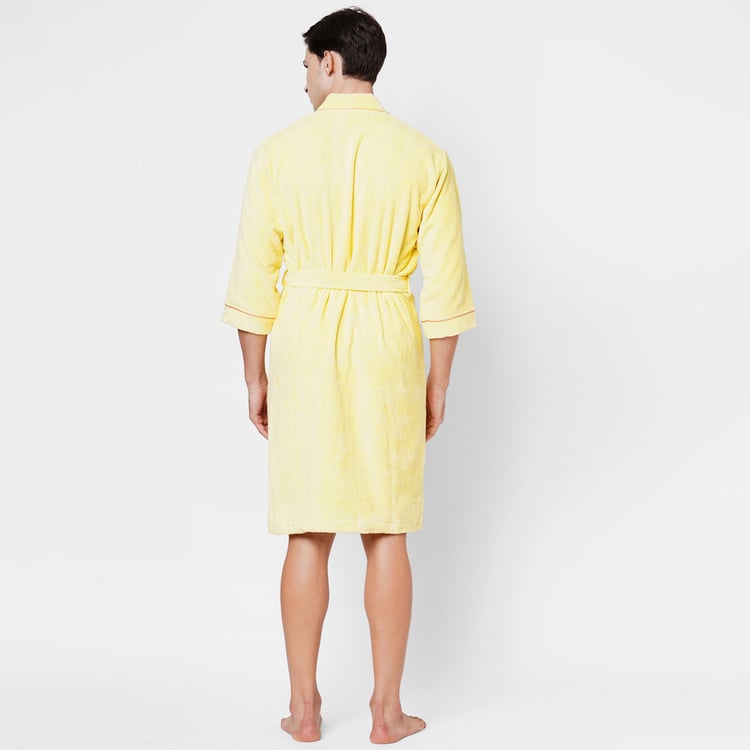 Spaces Extra Large Size Exotica Yellow Solid Large Cotton Bathrobe