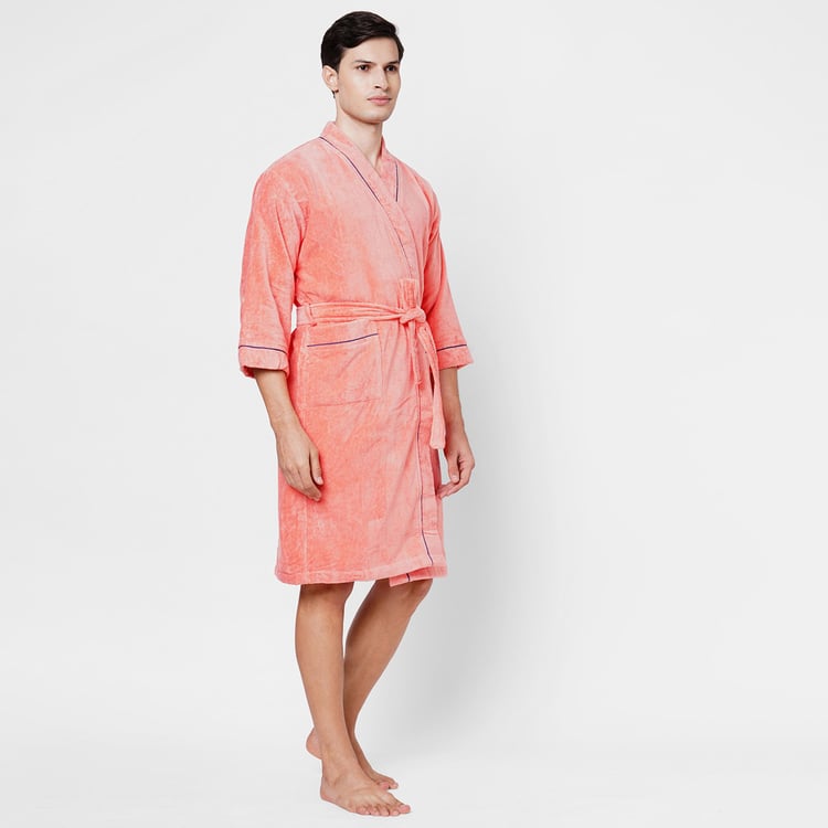 Spaces Medium Size Exotica Coral Textured Cotton Adult Bathrobe