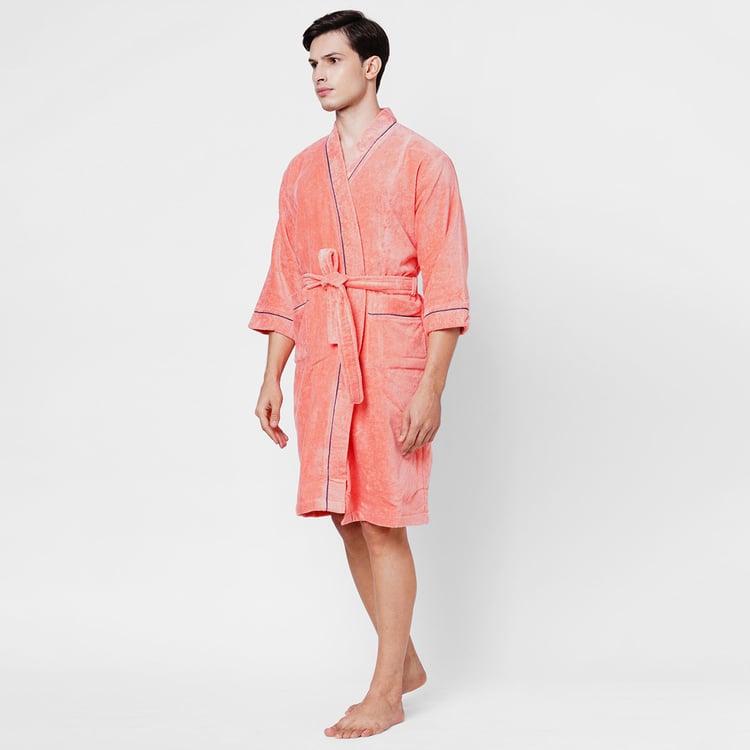 Spaces Medium Size Exotica Coral Textured Cotton Adult Bathrobe