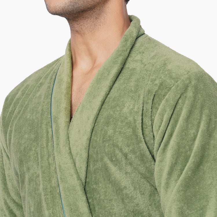 Spaces Medium Size Exotica Green Solid Medium Cotton Bathrobe